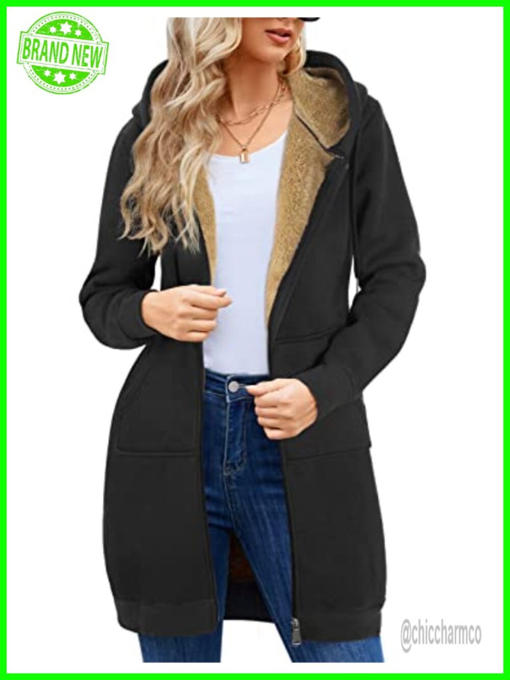 UMIPUBO Zip Up Hoodie Tunic Fleece Lined Longline Sweatshirt Women